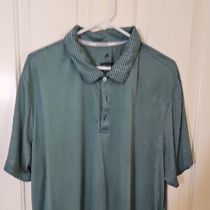 adidas Men’s Teal/Green Golf Polo with Subtle Stripe Collar